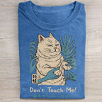 Unisex Vintage Don't Touch Me Cat Printed Washed Folded T-shirt