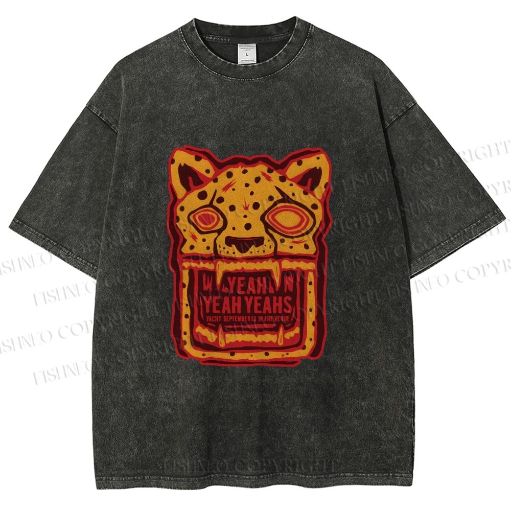 Unisex Panther in Magma Printed Washed Tee