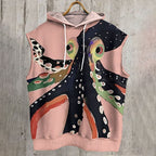 Unisex Octopus Printed Sleeveless Hoodie