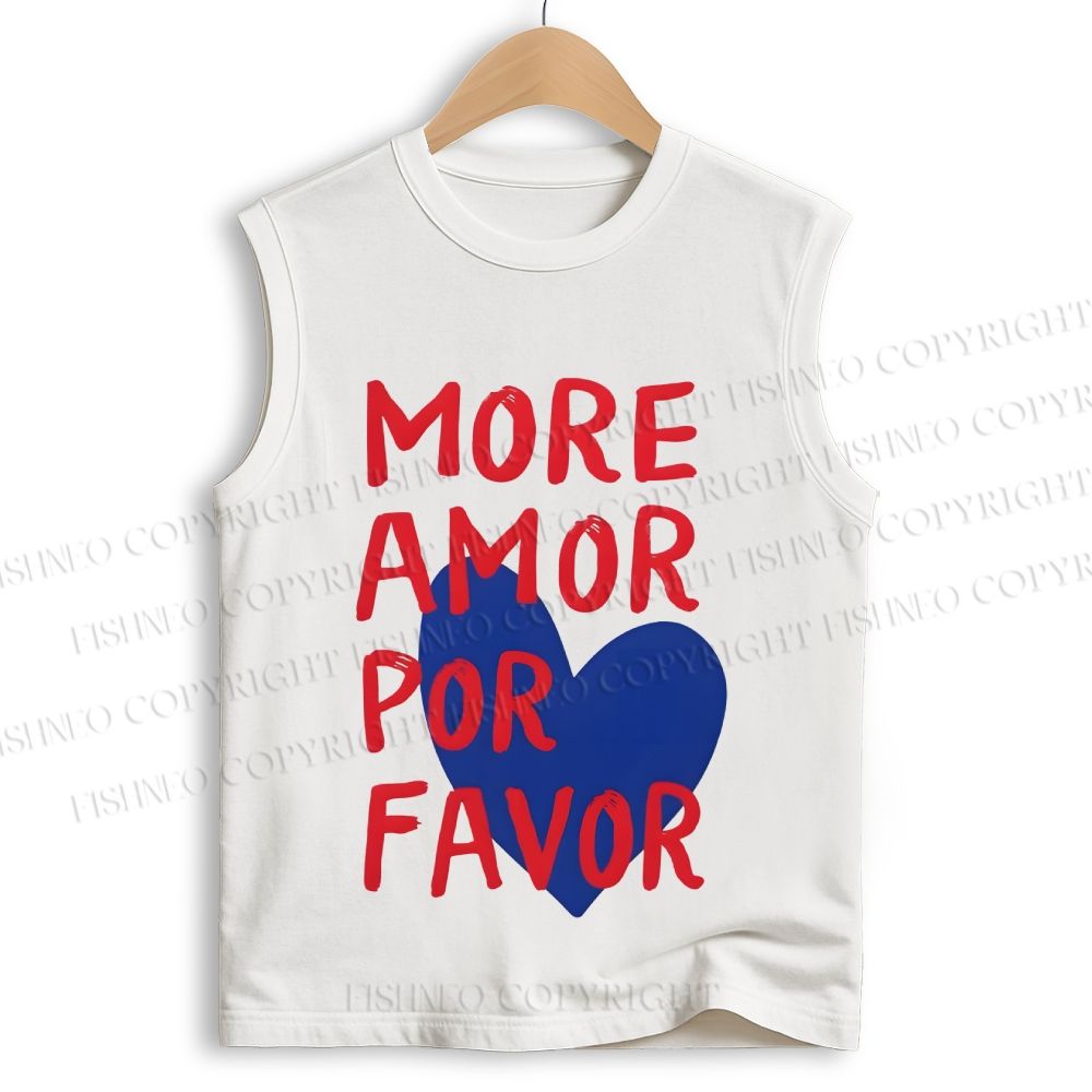 Unisex More Amor Por Favor Printed Cotton Tank Top
