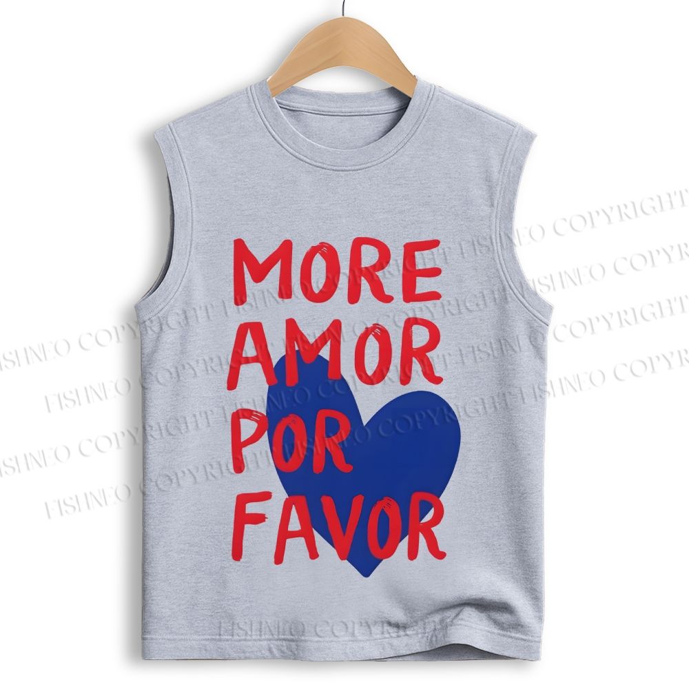 Unisex More Amor Por Favor Printed Cotton Tank Top