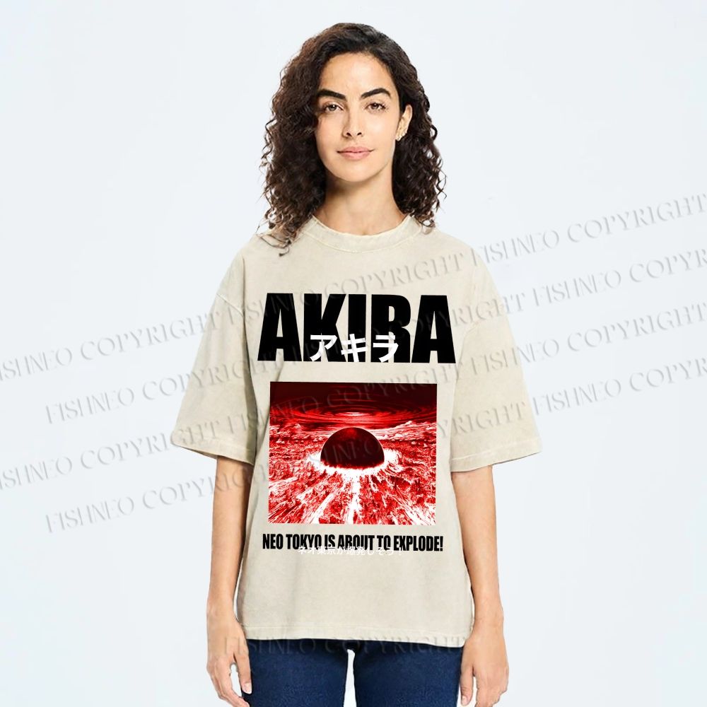 Unisex Akira Neo Tokyo Printed Washed Tee