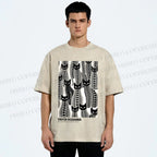 Unisex Yayoi Kusama Polka Dot Cat Printed Washed Tee