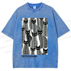 Unisex Yayoi Kusama Polka Dot Cat Printed Washed Tee