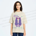 Unisex Yayoi Kusama Polka Dot Leopard Printed Washed Tee