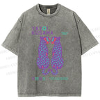 Unisex Yayoi Kusama Polka Dot Leopard Printed Washed Tee