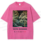Unisex Yayoi Kusama Artistic Wave Tree Printed Washed Tee