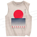 Unisex Bauhaus Wave Sunrise Printed Washed Tank Top