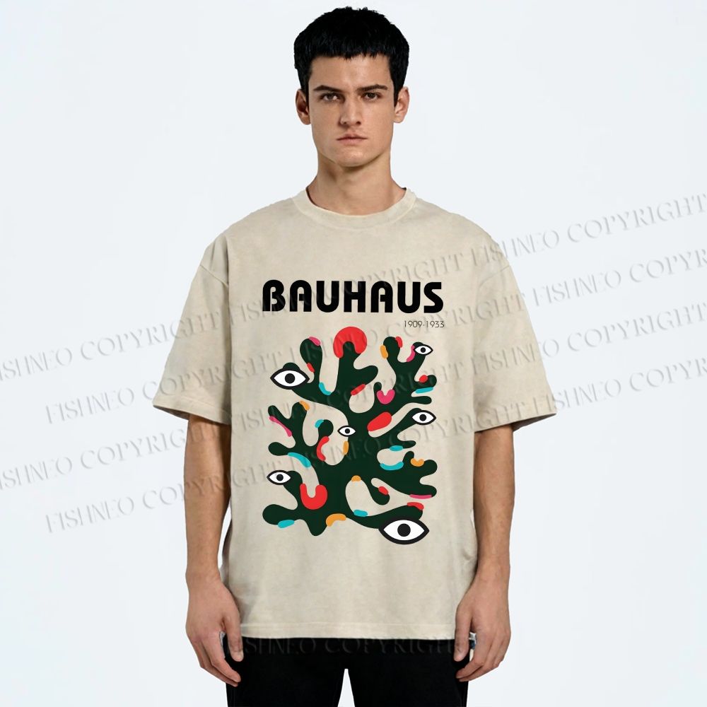 Unisex Bauhaus Art Eye Printed Washed Tee
