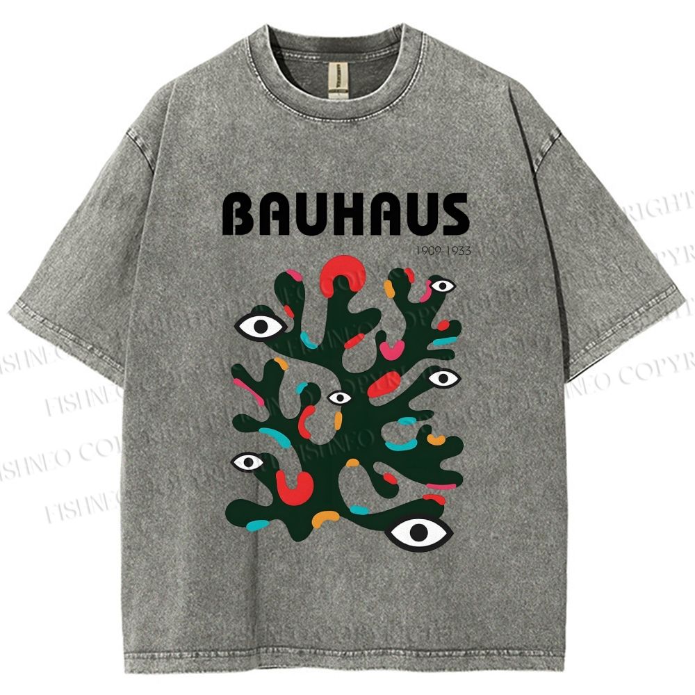 Unisex Bauhaus Art Eye Printed Washed Tee
