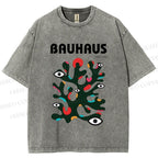 Unisex Bauhaus Art Eye Printed Washed Tee