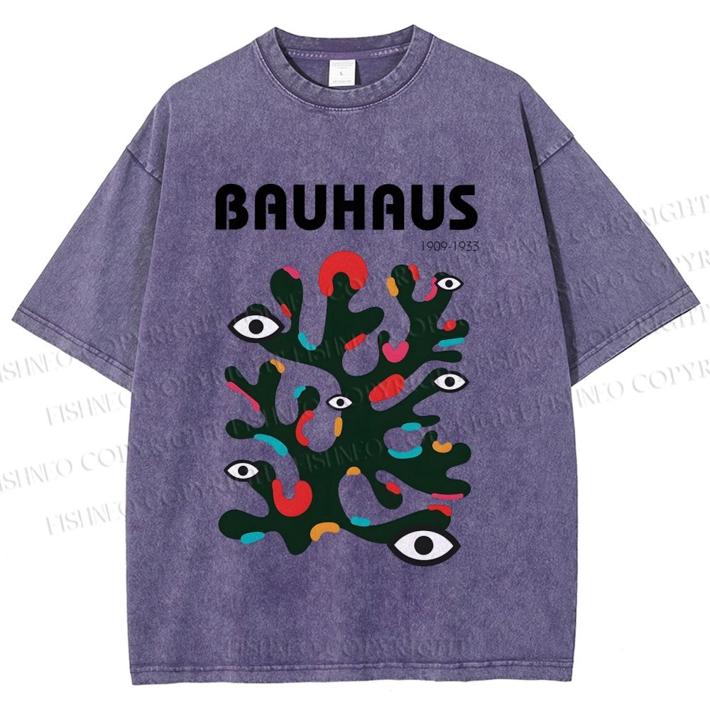 Unisex Bauhaus Art Eye Printed Washed Tee