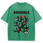 Unisex Bauhaus Art Eye Printed Washed Tee