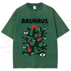 Unisex Bauhaus Art Eye Printed Washed Tee