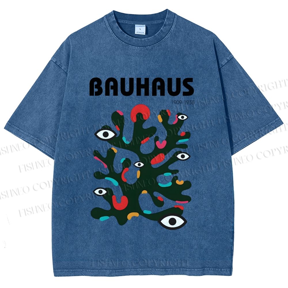 Unisex Bauhaus Art Eye Printed Washed Tee