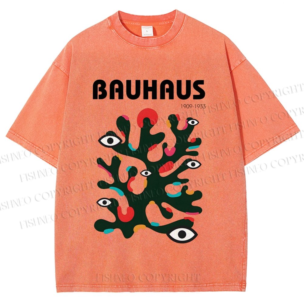Unisex Bauhaus Art Eye Printed Washed Tee
