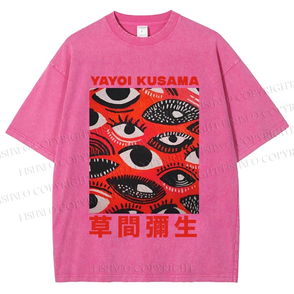 Unisex Yayoi Kusama Eyes in Blood Printed Washed Tee