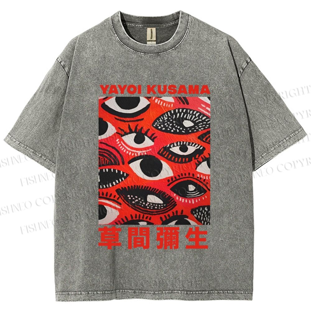Unisex Yayoi Kusama Eyes in Blood Printed Washed Tee