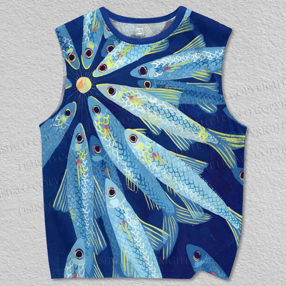 Unisex Swallowtail Shiners Fish Printed Tank Top