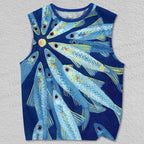 Unisex Swallowtail Shiners Fish Printed Tank Top