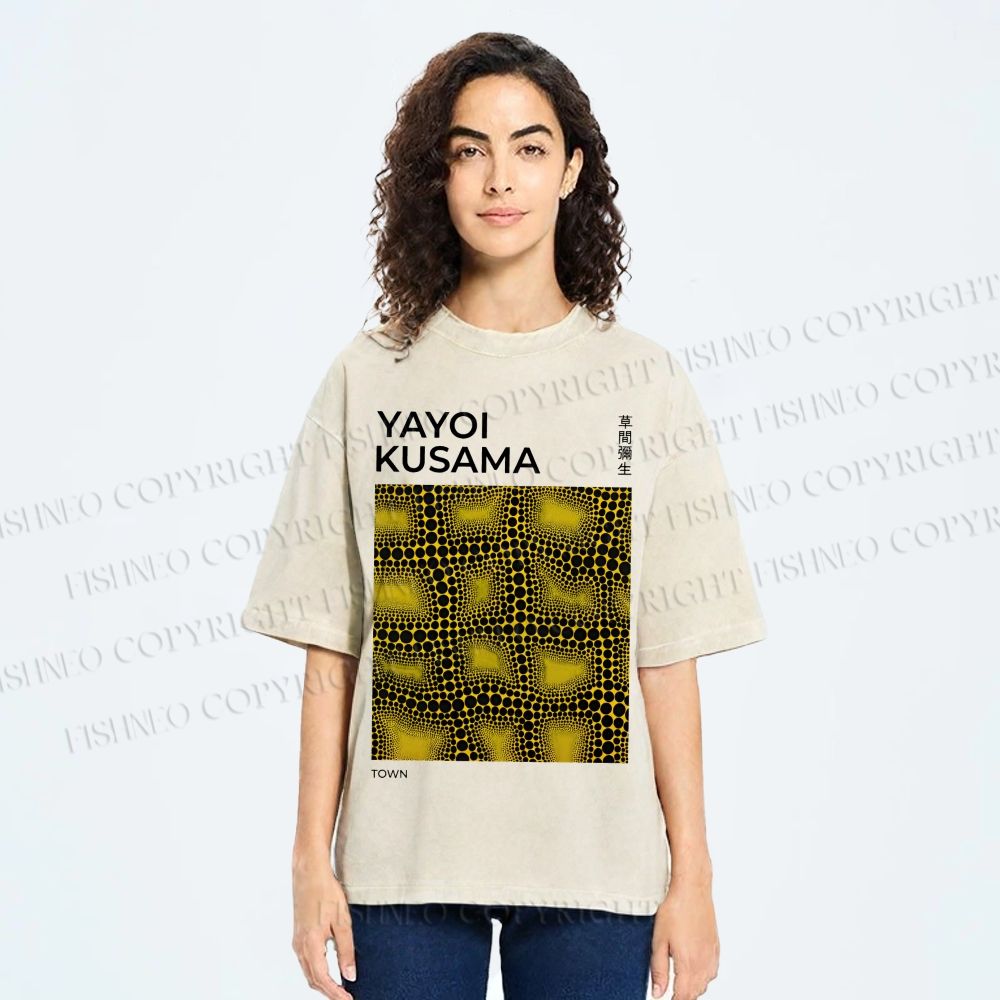 Unisex Yayoi Kusama Infinity Nets Printed Washed Tee