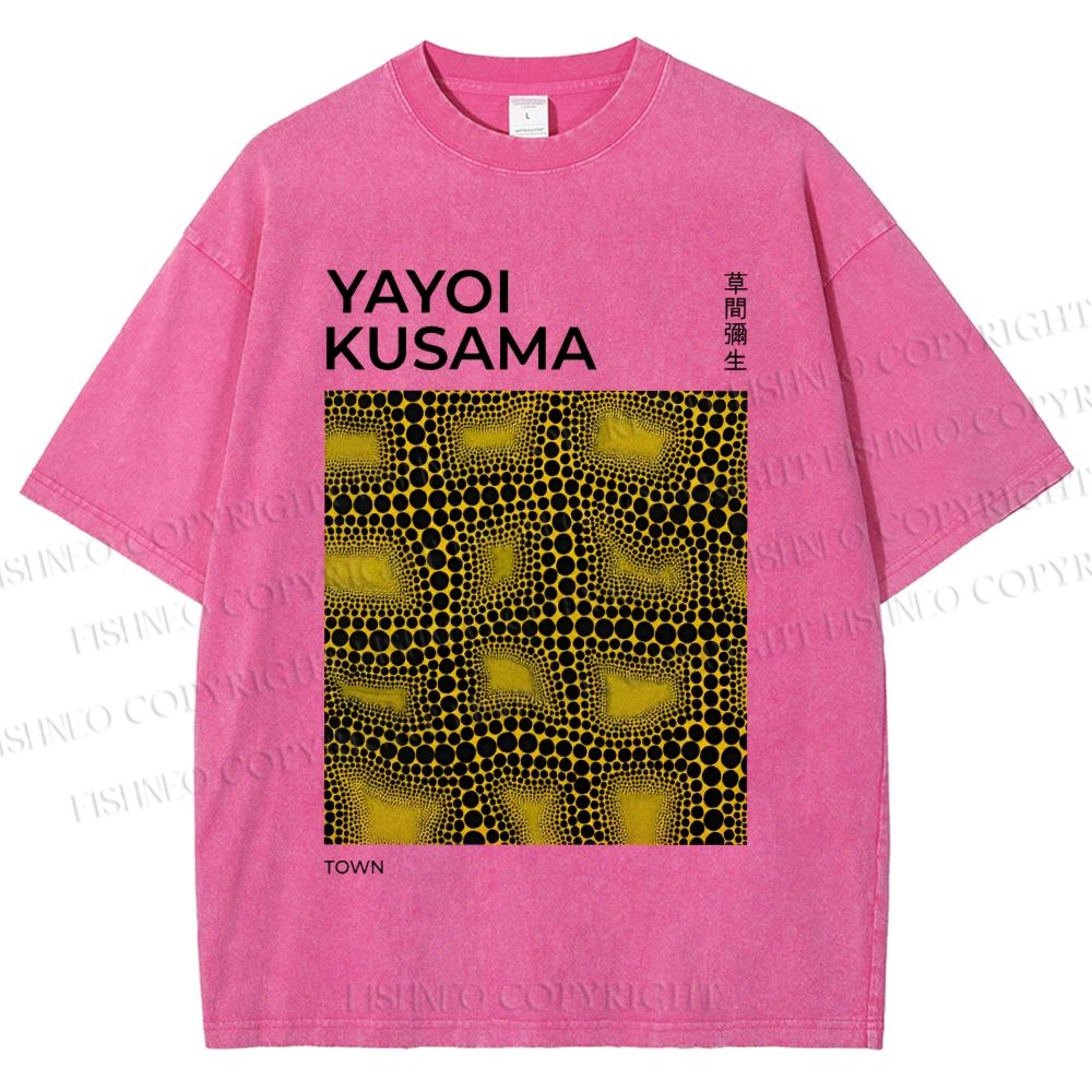 Unisex Yayoi Kusama Infinity Nets Printed Washed Tee