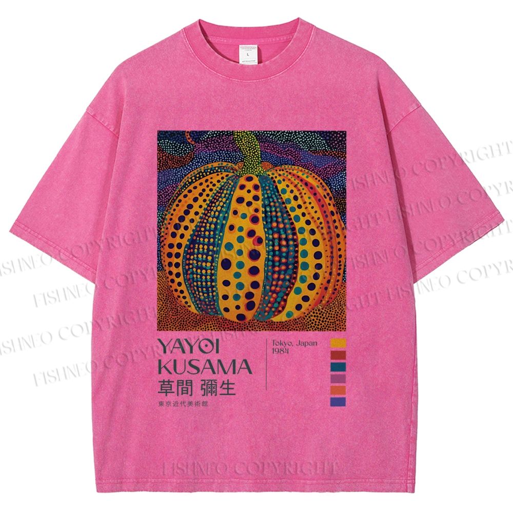 Unisex Yayoi Kusama Pumpkin Printed Washed Tee