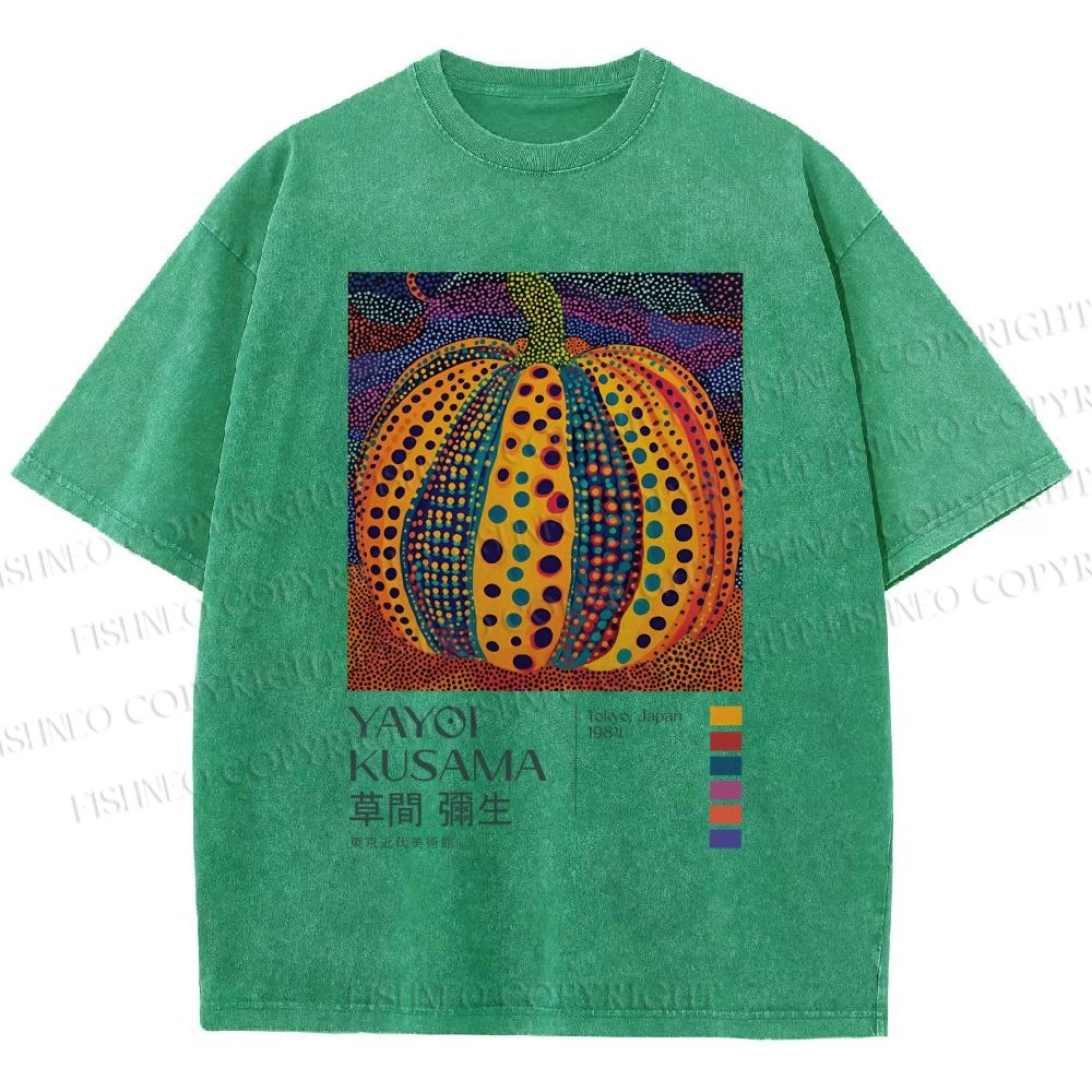 Unisex Yayoi Kusama Pumpkin Printed Washed Tee