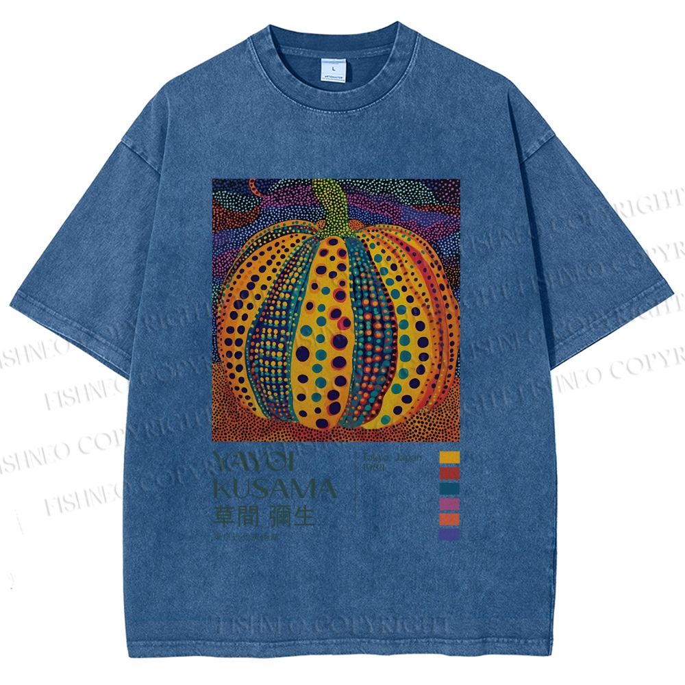Unisex Yayoi Kusama Pumpkin Printed Washed Tee