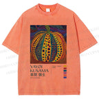 Unisex Yayoi Kusama Pumpkin Printed Washed Tee