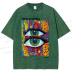 Unisex Yayoi Kusama Art Eyes Printed Washed Tee