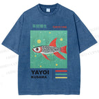 Unisex Yayoi Kusama Polka Dot Fish Printed Washed Tee