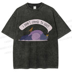 Unisex Depressed Pigeon Printed Washed Tee