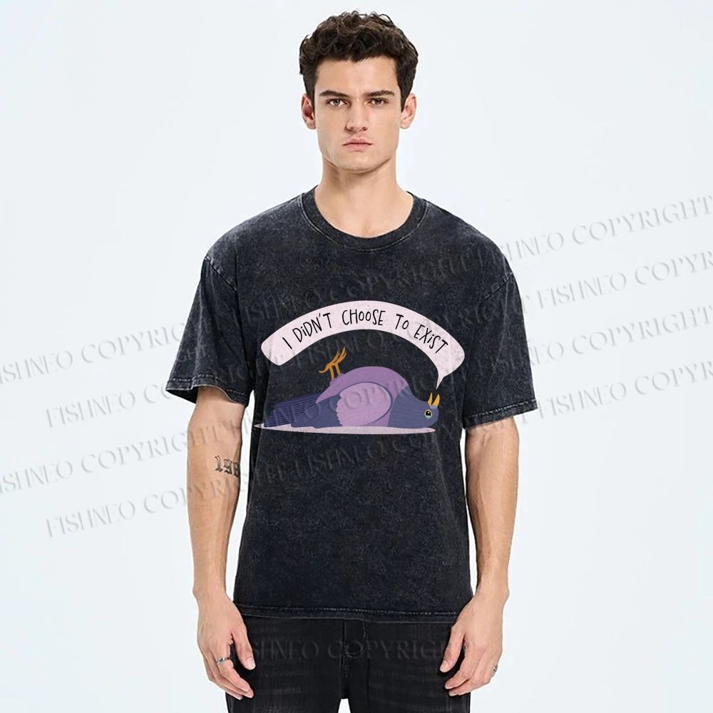 Unisex Depressed Pigeon Printed Washed Tee