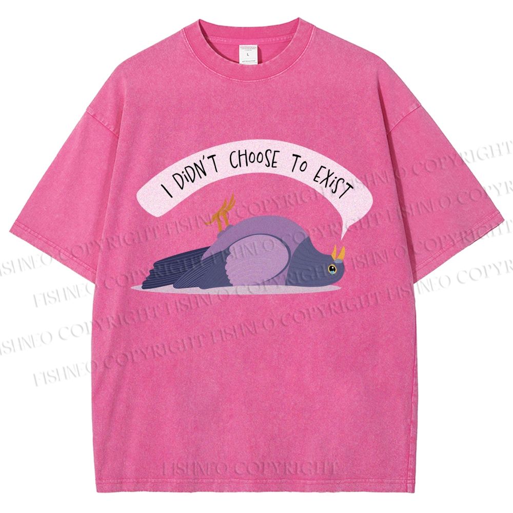 Unisex Depressed Pigeon Printed Washed Tee