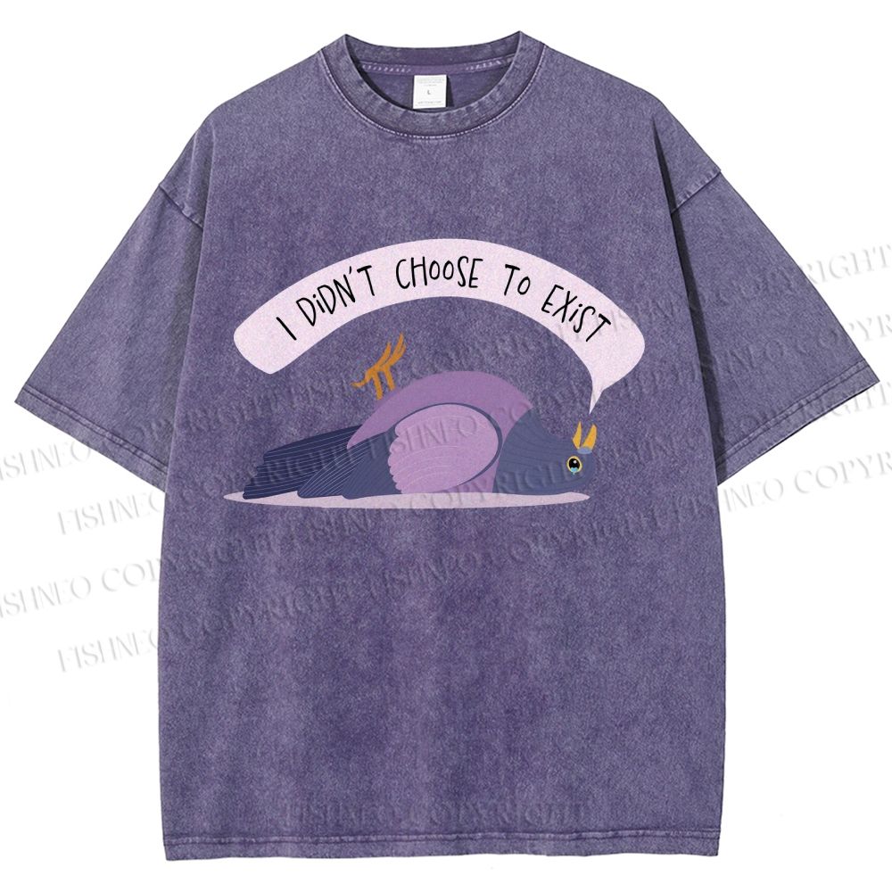 Unisex Depressed Pigeon Printed Washed Tee