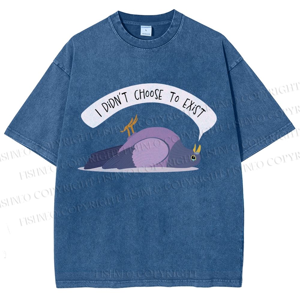Unisex Depressed Pigeon Printed Washed Tee
