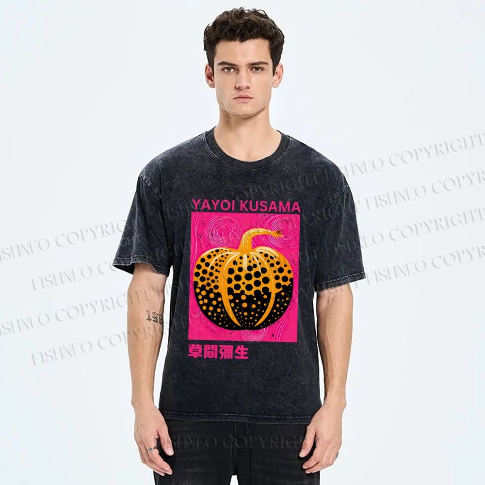 Unisex Yayoi Kusama Pumpkin Printed Washed Tee