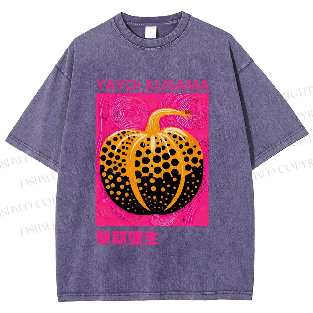 Unisex Yayoi Kusama Pumpkin Printed Washed Tee