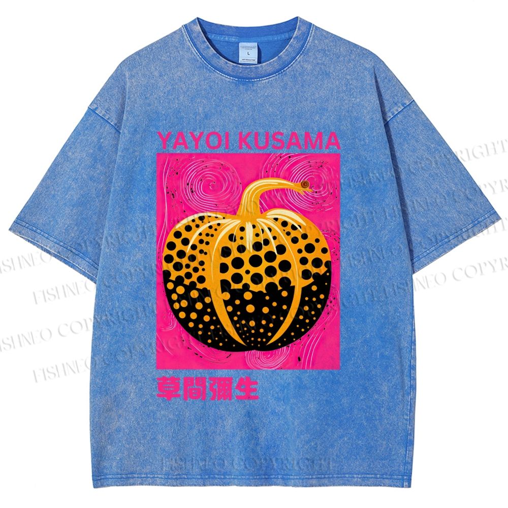 Unisex Yayoi Kusama Pumpkin Printed Washed Tee