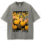 Unisex Yayoi Kusama Pumpkin Printed Washed Tee