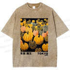 Unisex Yayoi Kusama Pumpkin Printed Washed Tee