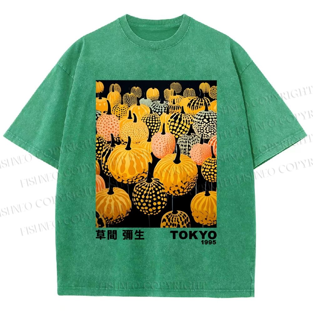 Unisex Yayoi Kusama Pumpkin Printed Washed Tee