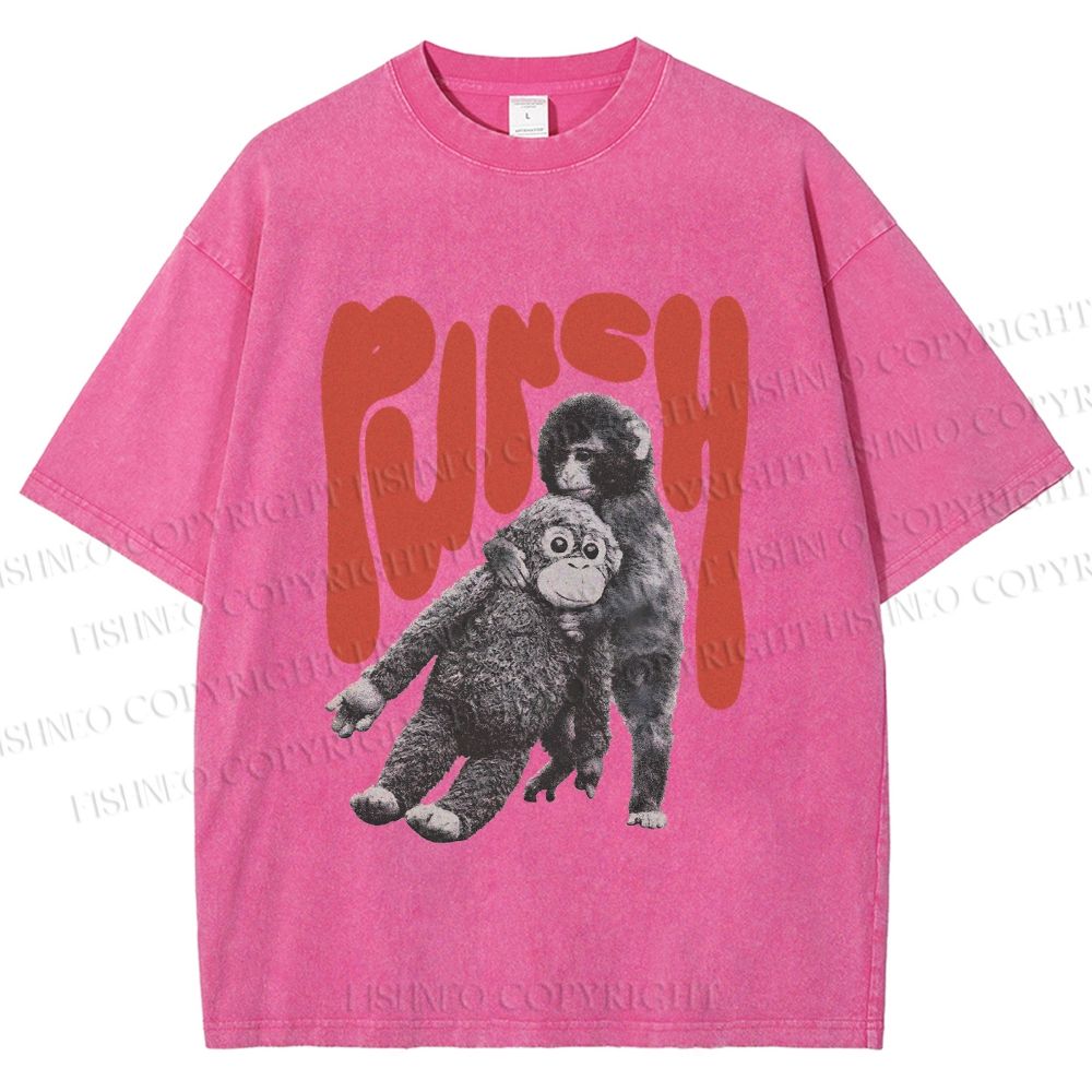 Unisex Punchy Monkey Printed Washed Tee