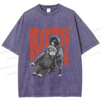 Unisex Punchy Monkey Printed Washed Tee