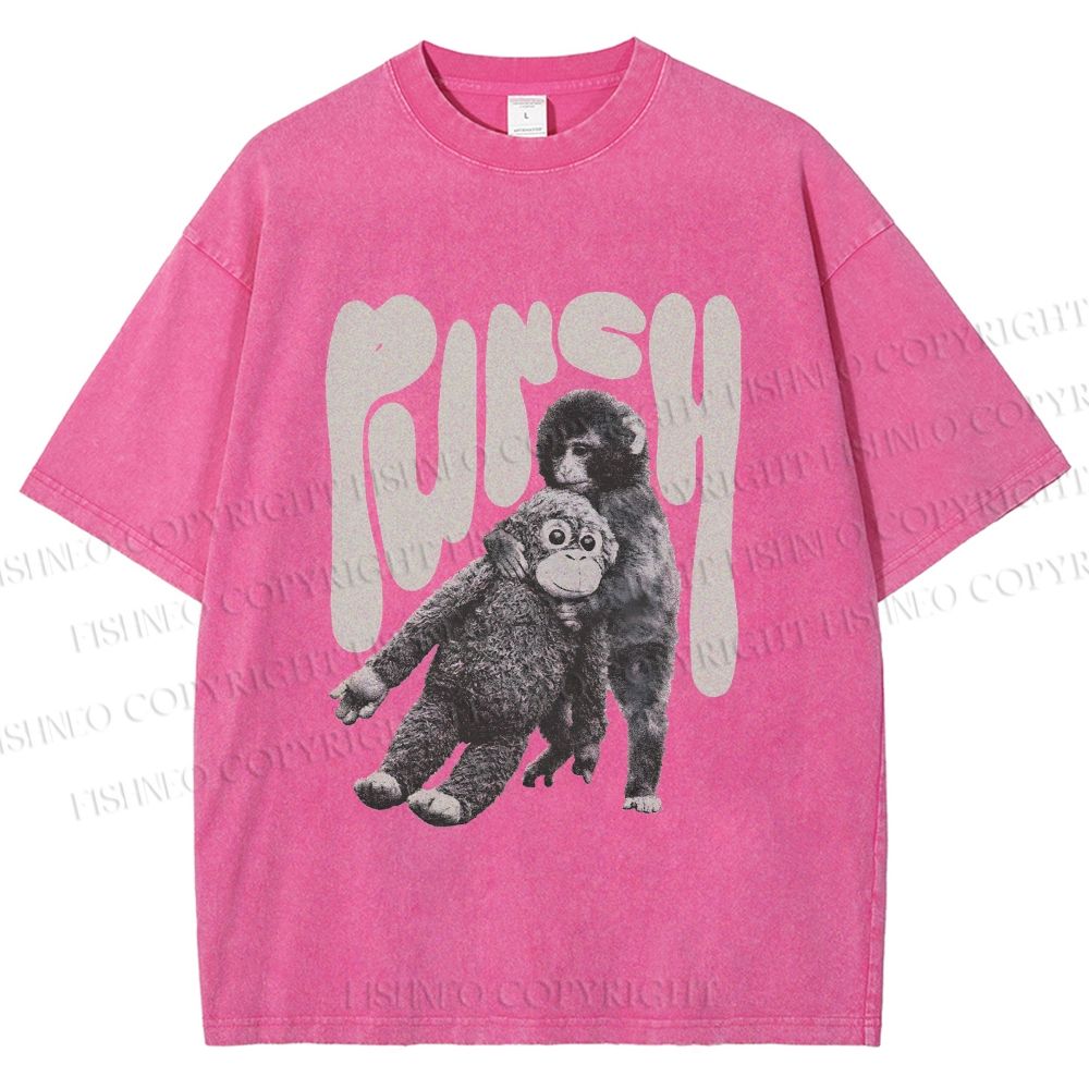 Unisex Punchy Monkey Printed Washed Tee