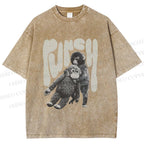 Unisex Punchy Monkey Printed Washed Tee