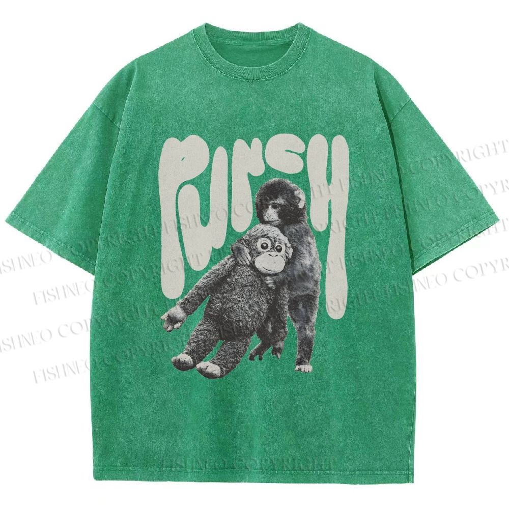 Unisex Punchy Monkey Printed Washed Tee