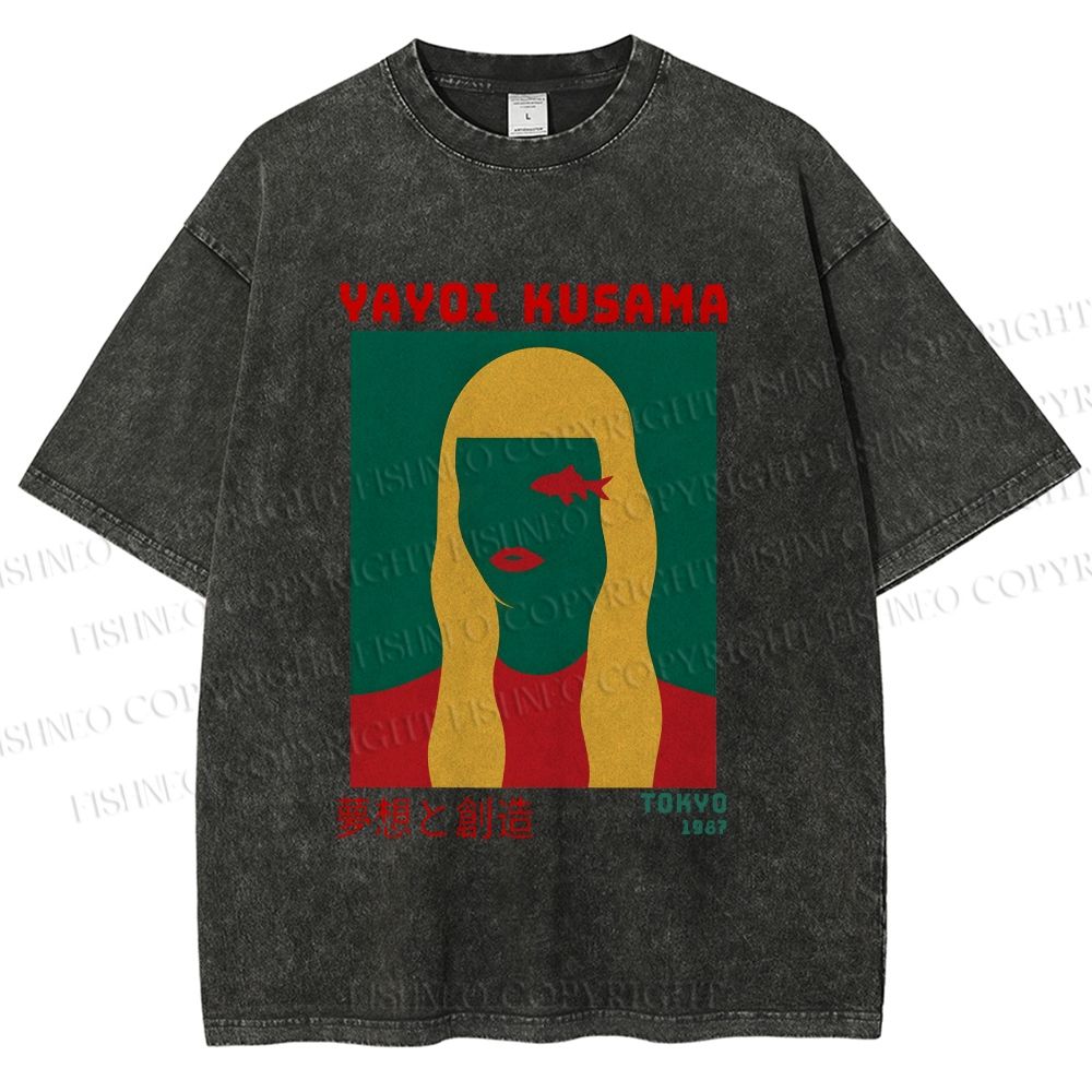 Unisex Yayoi Kusama Tokyo 1987 Vision Printed Washed Tee