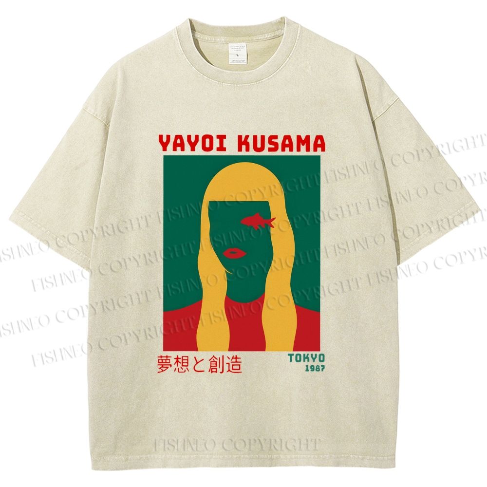 Unisex Yayoi Kusama Tokyo 1987 Vision Printed Washed Tee
